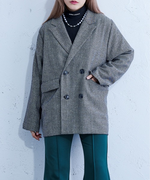 Ellno Loset（エルノロゼット）の「へリンボーンダブルテーラードジャケット（テーラードジャケット・メンズ・ブラック・MEDIUM/LARGE）」の10枚目の写真