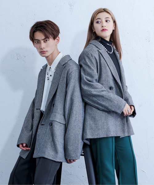 Ellno Loset（エルノロゼット）の「へリンボーンダブルテーラードジャケット（テーラードジャケット・メンズ・ブラック・MEDIUM/LARGE）」の11枚目の写真