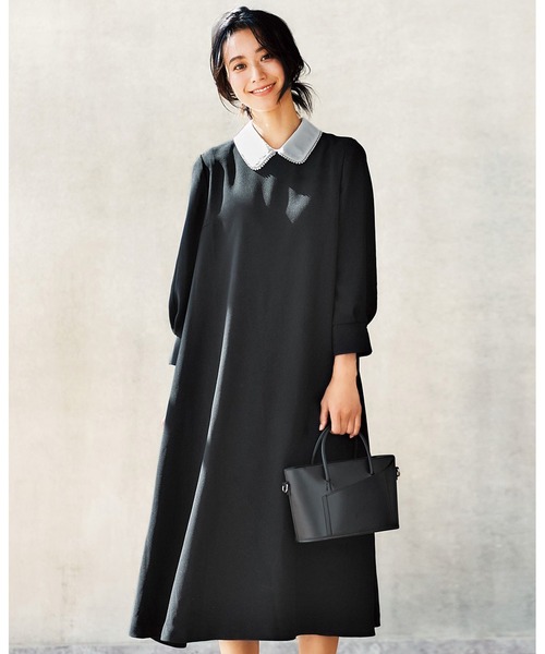 上品に揺れるａラインロングワンピース ブラック ワンピース Iedit イディット のファッション通販 Zozotown