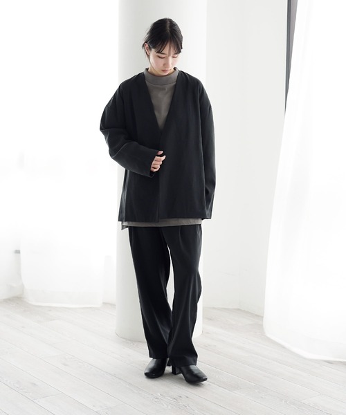 Air Tokyo(エアートウキョー)の「【セットアップ】ノーカラー ジャケット & タック ルーズパンツ(セットアップ・メンズ・チャコールグレー/ブルーグレー・MEDIUM/LARGE)」の6枚目の写真