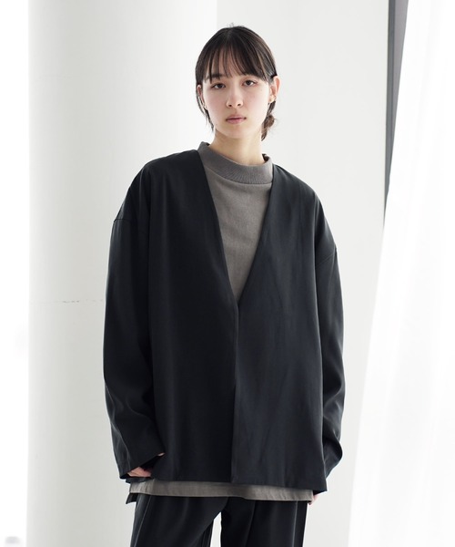 Air Tokyo(エアートウキョー)の「【セットアップ】ノーカラー ジャケット & タック ルーズパンツ(セットアップ・メンズ・チャコールグレー/ブルーグレー・MEDIUM/LARGE)」の7枚目の写真