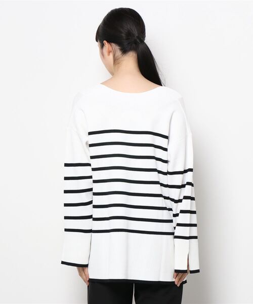 Bou Jeloud（ブージュルード）の「Vネックボーダーニット（ニット/セーター・レディース・ブラック/ブラウン/ブルー・FREE）」の5枚目の写真