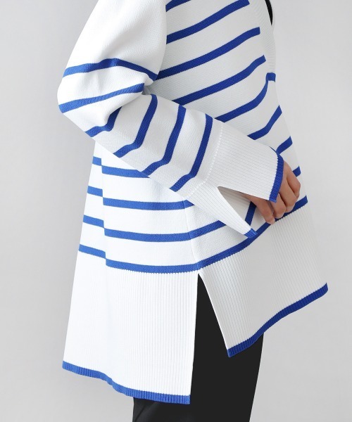 Bou Jeloud（ブージュルード）の「Vネックボーダーニット（ニット/セーター・レディース・ブラック/ブラウン/ブルー・FREE）」の17枚目の写真