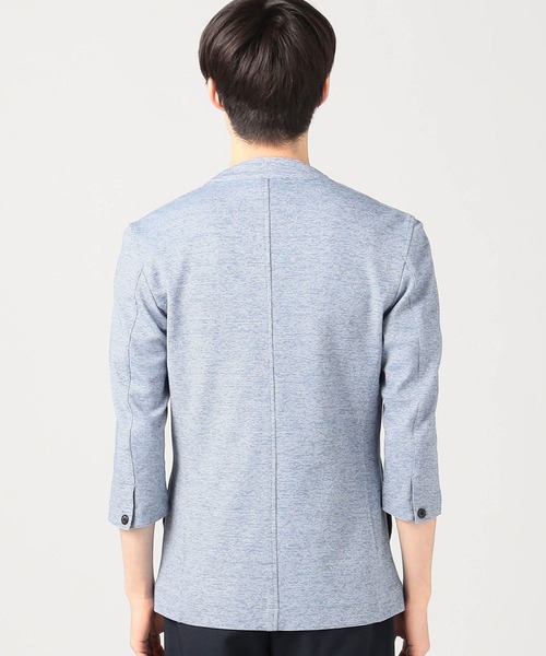 HIDEAWAYS NICOLE（ハイダウェイニコル）の「7分袖ノーカラージャケット（カーディガン/ボレロ・メンズ・ネイビー/グレー/サックスブルー/ブラック×ホワイト・MEDIUM/LARGE/X-LARGE/XX-LARGE）」の5枚目の写真