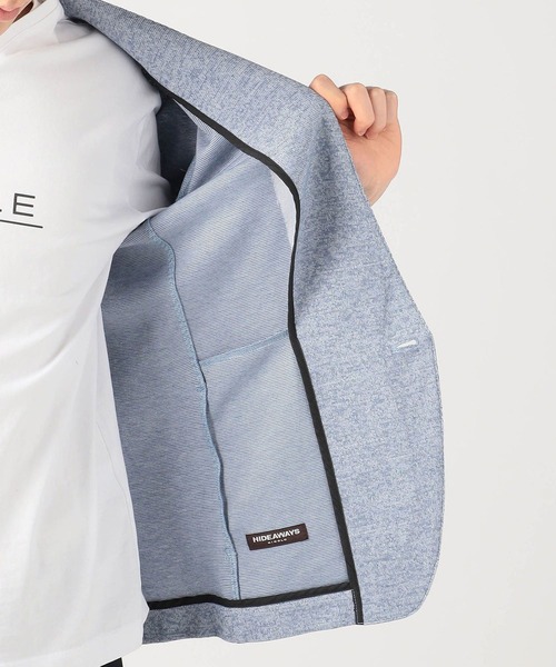 HIDEAWAYS NICOLE（ハイダウェイニコル）の「7分袖ノーカラージャケット（カーディガン/ボレロ・メンズ・ネイビー/グレー/サックスブルー/ブラック×ホワイト・MEDIUM/LARGE/X-LARGE/XX-LARGE）」の11枚目の写真