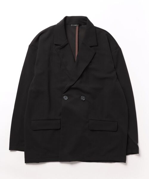 Bling Leads（ブリングリーズ）の「★Bling leads★ 梨地　ダブルテーラードジャケット（テーラードジャケット・レディース・グレイッシュブルー/ブラック/グレイッシュベージュ/ブラウン・MEDIUM/LARGE）」の2枚目の写真