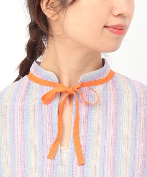 チチカカ(チチカカ)の「カラーストライプ刺繍シャツ(シャツ/ブラウス・レディース・ベージュ/ピンク・FREE)」の15枚目の写真