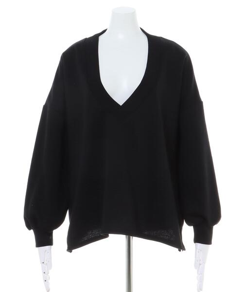 INGNI(イング)の「深Vネックスウェットトップス(Tシャツ/カットソー・レディース・グリーン/ブラック/オートミール/ブルー・M)」の5枚目の写真