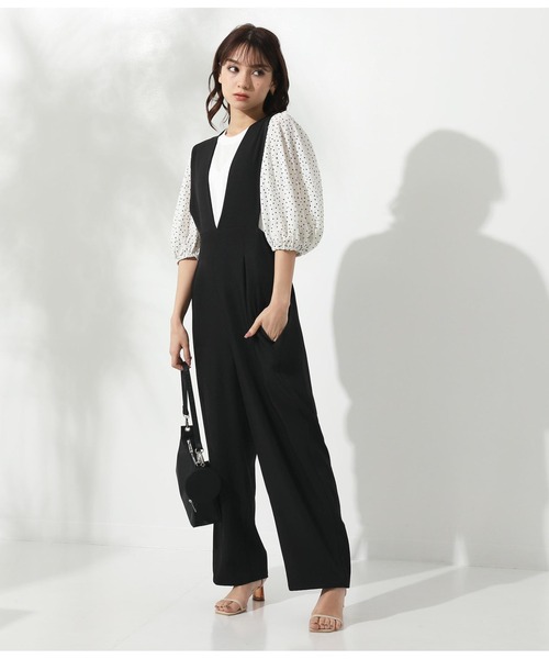 CHILLE（チル）の「ゆったりサロペット（サロペット/オーバーオール・レディース・ブラック/ベージュ・FREE）」の2枚目の写真