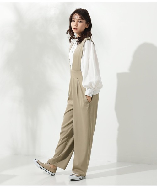 CHILLE（チル）の「ゆったりサロペット（サロペット/オーバーオール・レディース・ブラック/ベージュ・FREE）」の5枚目の写真