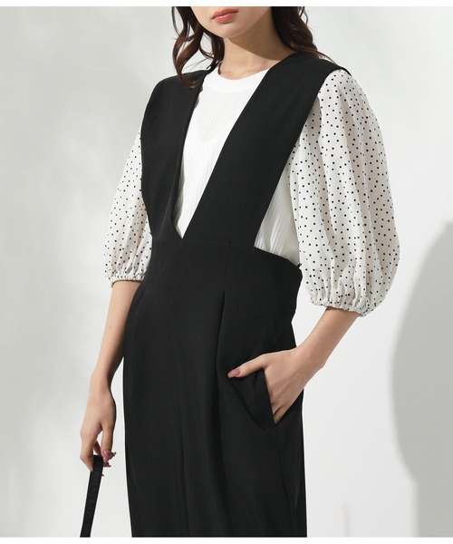 CHILLE（チル）の「ゆったりサロペット（サロペット/オーバーオール・レディース・ブラック/ベージュ・FREE）」の7枚目の写真