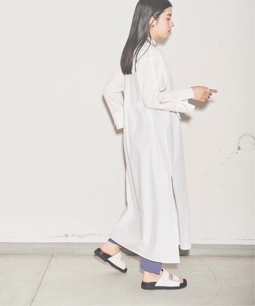 RAY CASSIN（レイカズン）の「スリットシャツワンピース（シャツワンピース・レディース・オレンジ/オフホワイト・FREE）」の8枚目の写真