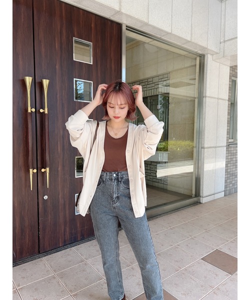 jumelle(ジュメロ)の「Vネックルーズカーディガン(カーディガン/ボレロ・レディース・ベージュ/ピンク・FREE)」の16枚目の写真