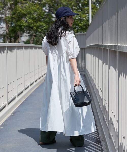 FREAK'S STORE(フリークスストア)の「サマーバルーンスリーブマキシワンピース(シャツワンピース・レディース・ブラック/オフホワイト/サックスブルー・フリ-)」の19枚目の写真