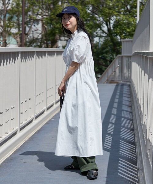 FREAK'S STORE(フリークスストア)の「サマーバルーンスリーブマキシワンピース(シャツワンピース・レディース・ブラック/オフホワイト/サックスブルー・フリ-)」の20枚目の写真