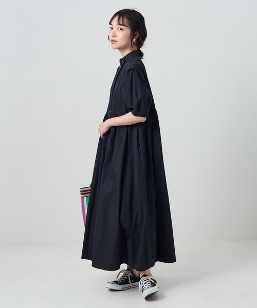 FREAK'S STORE(フリークスストア)の「サマーバルーンスリーブマキシワンピース(シャツワンピース・レディース・ブラック/オフホワイト/サックスブルー・フリ-)」の17枚目の写真