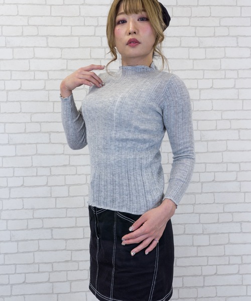 Loco Ocean(ロコオーシャン)の「シアー リブニット トップス(ニット/セーター・レディース・ホワイト/ブラック/ベージュ/グレー/アイボリー/チャコール・FREE)」の14枚目の写真