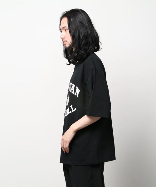 SITRY（シトリー）の「wide silhouette football T-shirt/ワイドシルエット フットボール Tシャツ（Tシャツ/カットソー・メンズ・オフホワイト/アッシュグレー/ブラック/オレンジ/グリーン/ネイビー・M/L）」の7枚目の写真