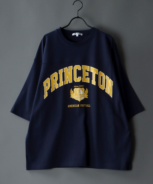 SITRY（シトリー）の「wide silhouette football T-shirt/ワイドシルエット フットボール Tシャツ（Tシャツ/カットソー・メンズ・オフホワイト/アッシュグレー/ブラック/オレンジ/グリーン/ネイビー・M/L）」の5枚目の写真