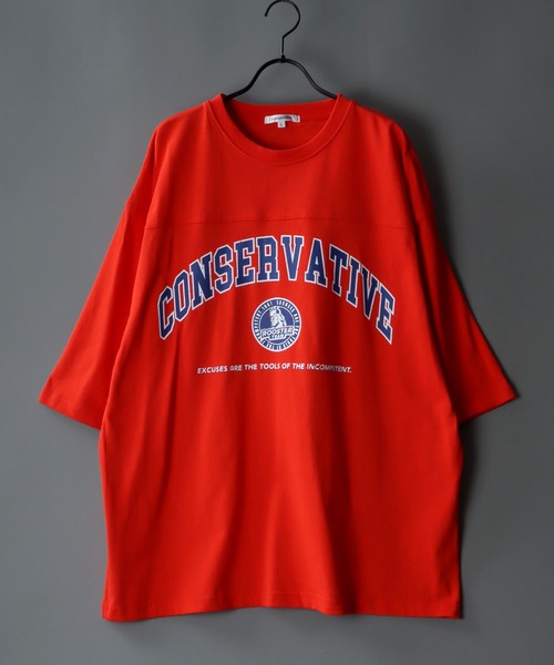 SITRY（シトリー）の「wide silhouette football T-shirt/ワイドシルエット フットボール Tシャツ（Tシャツ/カットソー・メンズ・オフホワイト/アッシュグレー/ブラック/オレンジ/グリーン/ネイビー・M/L）」の6枚目の写真