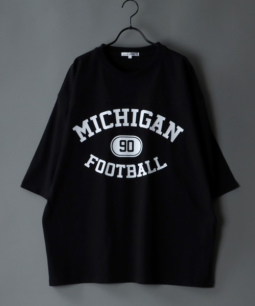 SITRY（シトリー）の「wide silhouette football T-shirt/ワイドシルエット フットボール Tシャツ（Tシャツ/カットソー・メンズ・オフホワイト/アッシュグレー/ブラック/オレンジ/グリーン/ネイビー・M/L）」の3枚目の写真