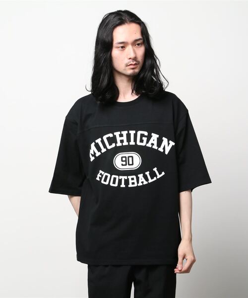 SITRY（シトリー）の「wide silhouette football T-shirt/ワイドシルエット フットボール Tシャツ（Tシャツ/カットソー・メンズ・オフホワイト/アッシュグレー/ブラック/オレンジ/グリーン/ネイビー・M/L）」の12枚目の写真