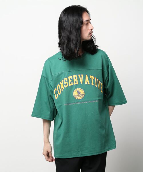 SITRY（シトリー）の「wide silhouette football T-shirt/ワイドシルエット フットボール Tシャツ（Tシャツ/カットソー・メンズ・オフホワイト/アッシュグレー/ブラック/オレンジ/グリーン/ネイビー・M/L）」の10枚目の写真