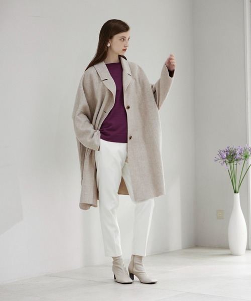 INED CLARO（イネドクラロ）の「ジロンウールライトリバーコート 通勤 着回しやすい（チェスターコート・レディース・ベージュ/グレー・フリー）」の12枚目の写真
