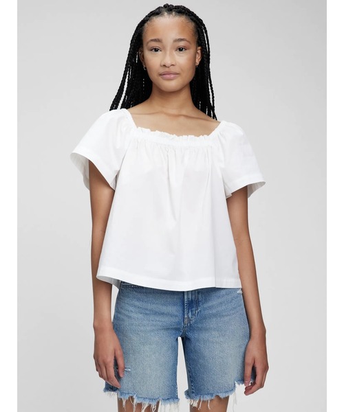 GAP(ギャップ)の「フラッタースリーブ トップス(シャツ/ブラウス・レディース・ホワイト/その他・S/M/L/XS/XXS)」の2枚目の写真