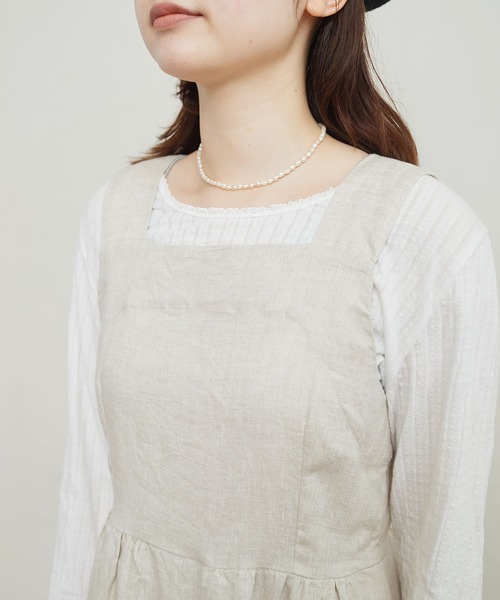 fig London BOY LINEN OP リネン　ブラック　フリーサイズ fig London（フィグロンドン）の「BOY LINEN OP（ワンピース