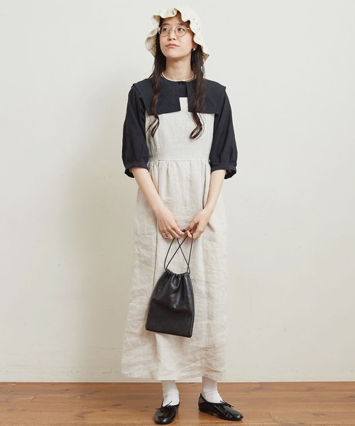 フィグロンドン　 BOY LINEN ワンピース　ブラック fig London（フィグロンドン）の「BOY LINEN OP（ワンピース