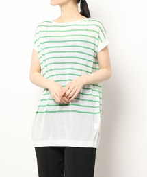 涼感シアーボーダーニットチュニック