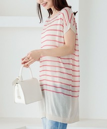 涼感シアーボーダーニットチュニック