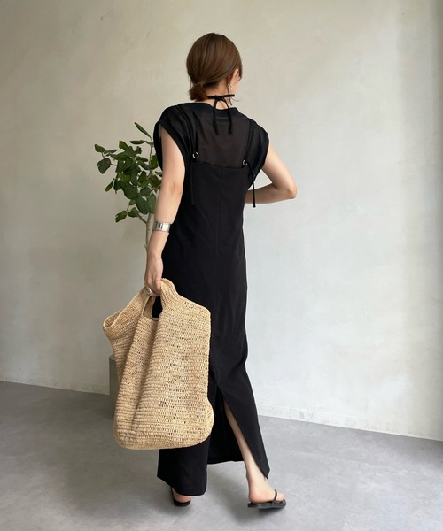 DouDou（ドゥドゥ）の「ジョーゼットキャミワンピース（ワンピース・レディース・ライトベージュ/ブラック/ブルー・FREE）」の14枚目の写真