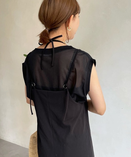 DouDou（ドゥドゥ）の「ジョーゼットキャミワンピース（ワンピース・レディース・ライトベージュ/ブラック/ブルー・FREE）」の11枚目の写真