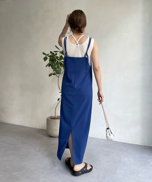 DouDou（ドゥドゥ）の「ジョーゼットキャミワンピース（ワンピース・レディース・ライトベージュ/ブラック/ブルー・FREE）」の6枚目の写真