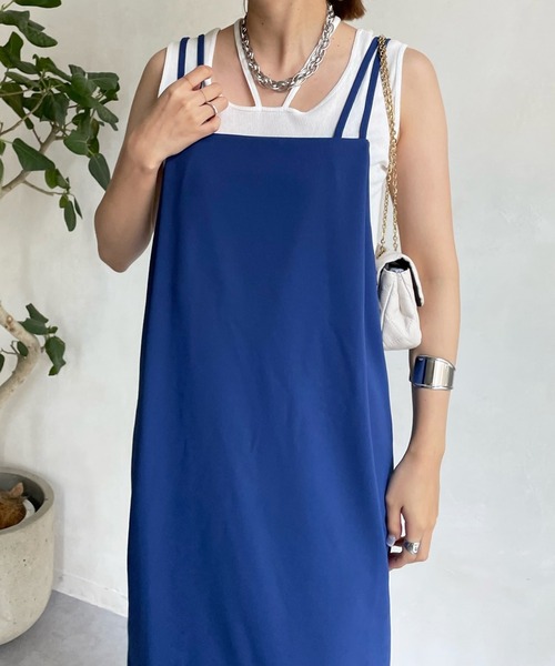 DouDou（ドゥドゥ）の「ジョーゼットキャミワンピース（ワンピース・レディース・ライトベージュ/ブラック/ブルー・FREE）」の16枚目の写真