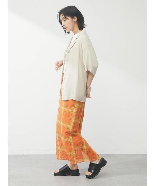 Green　Parks（グリーンパークス）の「開衿デザインシャツ（シャツ/ブラウス・レディース・ブラウン/イエロー/ライトベージュ/ブルー系その他7・FREE）」の6枚目の写真