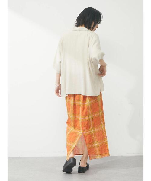 Green　Parks（グリーンパークス）の「開衿デザインシャツ（シャツ/ブラウス・レディース・ブラウン/イエロー/ライトベージュ/ブルー系その他7・FREE）」の7枚目の写真