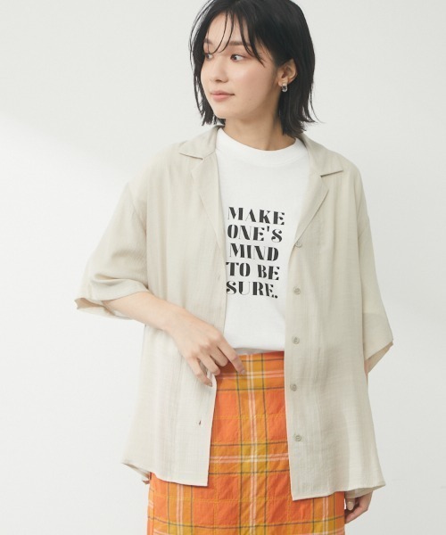 Green　Parks（グリーンパークス）の「開衿デザインシャツ（シャツ/ブラウス・レディース・ブラウン/イエロー/ライトベージュ/ブルー系その他7・FREE）」の3枚目の写真