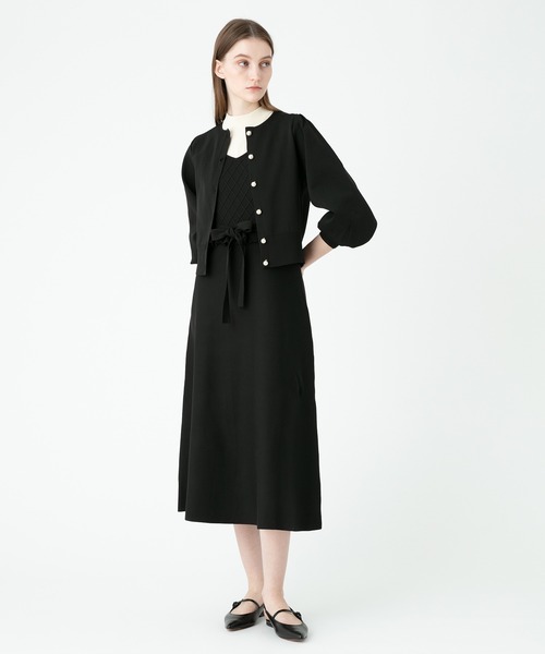 LOULOU WILLOUGHBY(ルルウィルビー)の「【LOULOU WILLOUGHBY】パールボタンパフィブルゾン(ノーカラージャケット・レディース・ブラック/オフホワイト・2)」の10枚目の写真