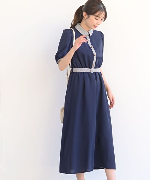 rps（アールピーエス）の「グレンチェック切替クレリックワンピース（ワンピース・レディース・グリーン/チャコールグレー/ネイビー・M）」の3枚目の写真