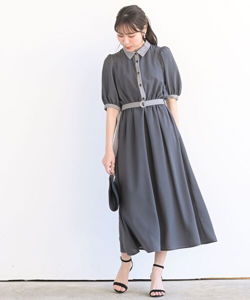 rps（アールピーエス）の「グレンチェック切替クレリックワンピース（ワンピース・レディース・グリーン/チャコールグレー/ネイビー・M）」の16枚目の写真