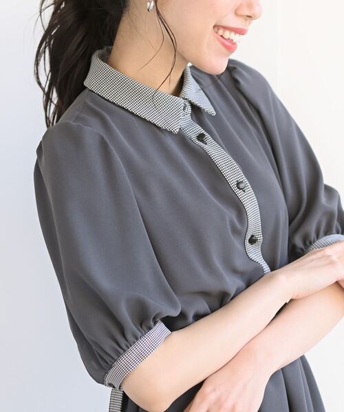 rps（アールピーエス）の「グレンチェック切替クレリックワンピース（ワンピース・レディース・グリーン/チャコールグレー/ネイビー・M）」の7枚目の写真