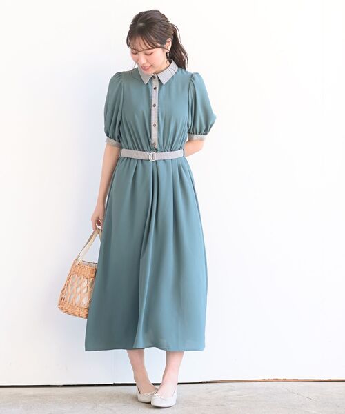 rps（アールピーエス）の「グレンチェック切替クレリックワンピース（ワンピース・レディース・グリーン/チャコールグレー/ネイビー・M）」の17枚目の写真