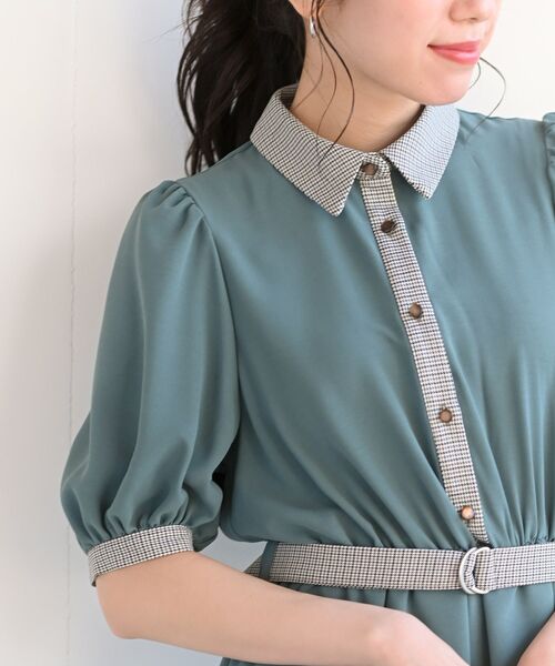 rps（アールピーエス）の「グレンチェック切替クレリックワンピース（ワンピース・レディース・グリーン/チャコールグレー/ネイビー・M）」の8枚目の写真