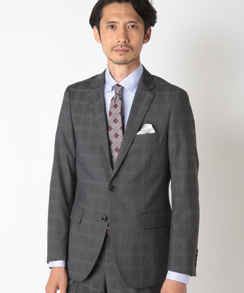 CROWDED CLOSET（クラウデッドクローゼット）の「NARROW TWブライトチェック柄スーツ/別売りベストあり/2ピースビジネスセットアップスーツ（スーツセット・メンズ・ネイビー/グレー・01/02/03/04）」の2枚目の写真