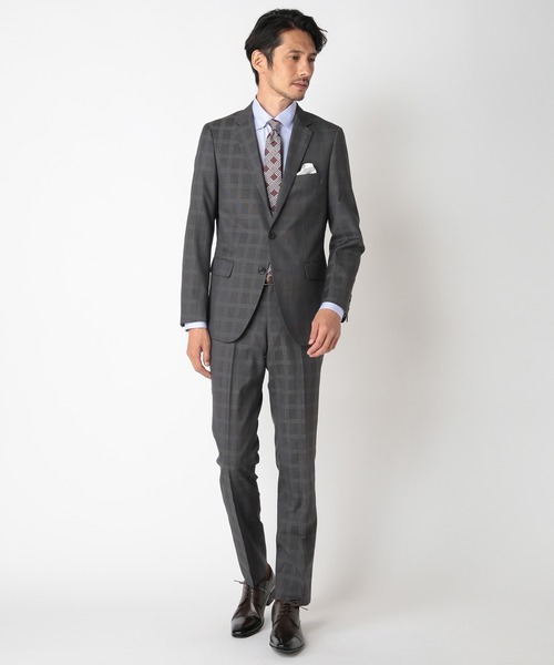 CROWDED CLOSET（クラウデッドクローゼット）の「NARROW TWブライトチェック柄スーツ/別売りベストあり/2ピースビジネスセットアップスーツ（スーツセット・メンズ・ネイビー/グレー・01/02/03/04）」の3枚目の写真