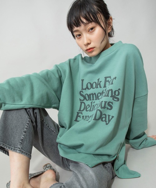 Munich（ミューニック）の「バイオウォッシュフレンチテリープリントビッグスウェット（スウェット・レディース・ブラック/ベージュ/パープル/グリーン・FREE）」の3枚目の写真