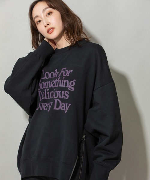 Munich（ミューニック）の「バイオウォッシュフレンチテリープリントビッグスウェット（スウェット・レディース・ブラック/ベージュ/パープル/グリーン・FREE）」の2枚目の写真